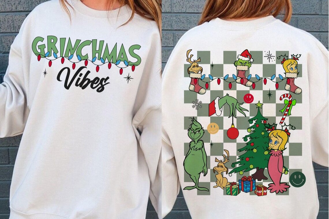 Sweatshirt Crew Neck Hoodie Or T-Shirt Christmas Vibes Vintage
