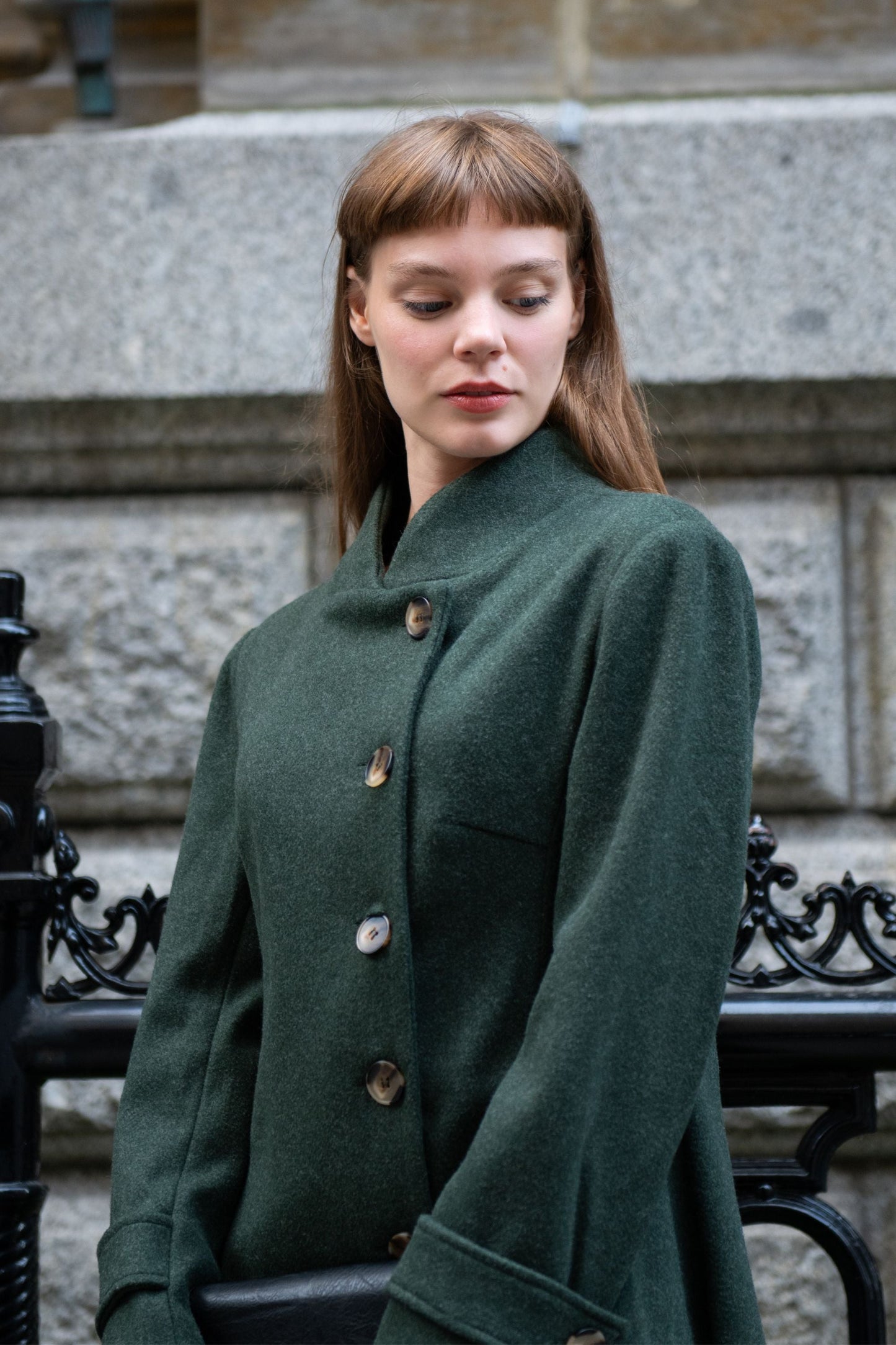 Harper Retro Flared Coat Side Buttons Elegant