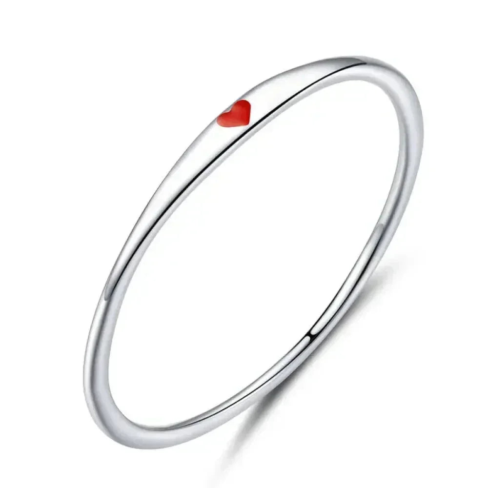925 Sterling Silver Heart Wedding Band - Symbol Of Love, Stackable Promise Ring In 2 Colors (Size 5-10)