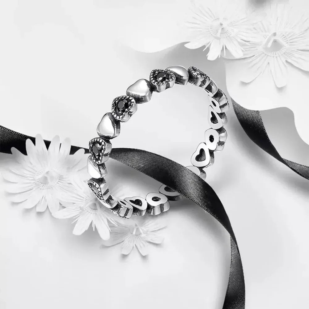 925 Sterling Silver Star & Heart Band Ring