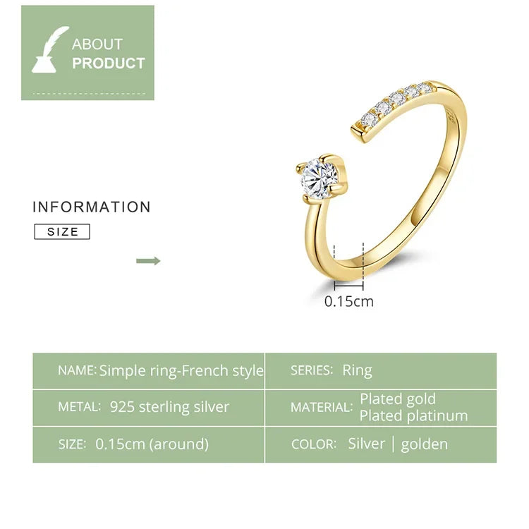 925 Sterling Silver Adjustable CZ Band Ring