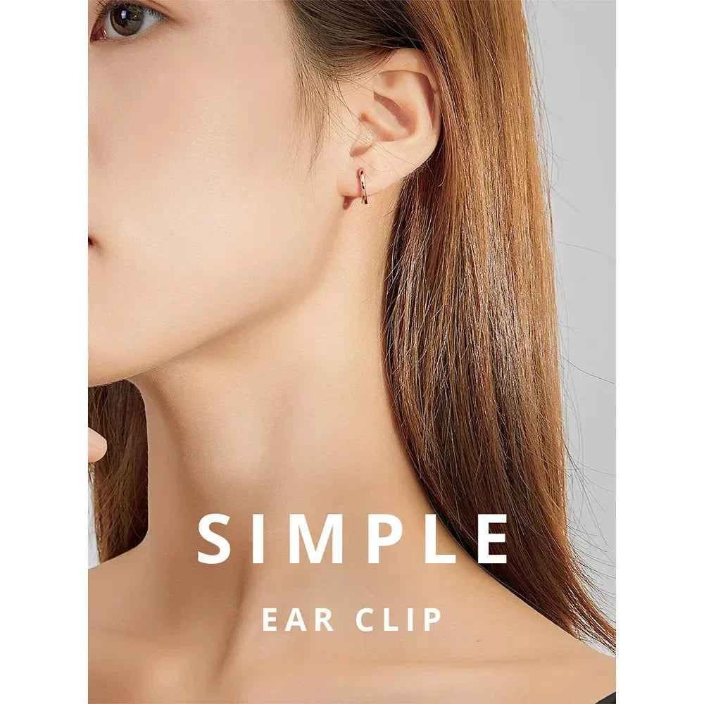 Genuine Sterling Silver Hoop Earrings - Elegant Rose Gold Color - Women's Fashion jewelry SCE808