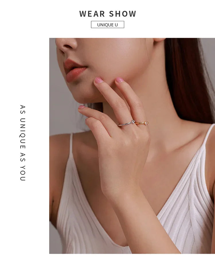 925 Sterling Silver Adjustable CZ Band Ring