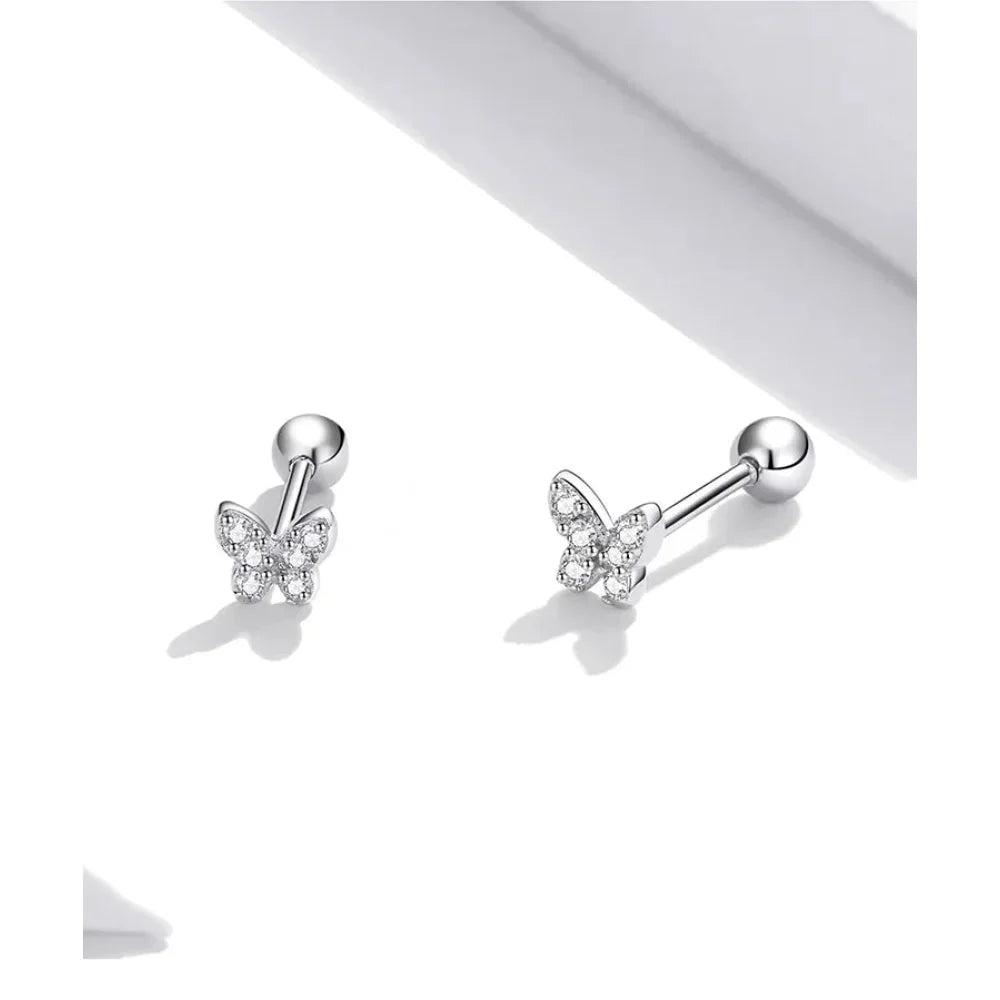 925 Sterling Silver Star And Butterfly Stud Earrings - Delicate And Fine Jewelry