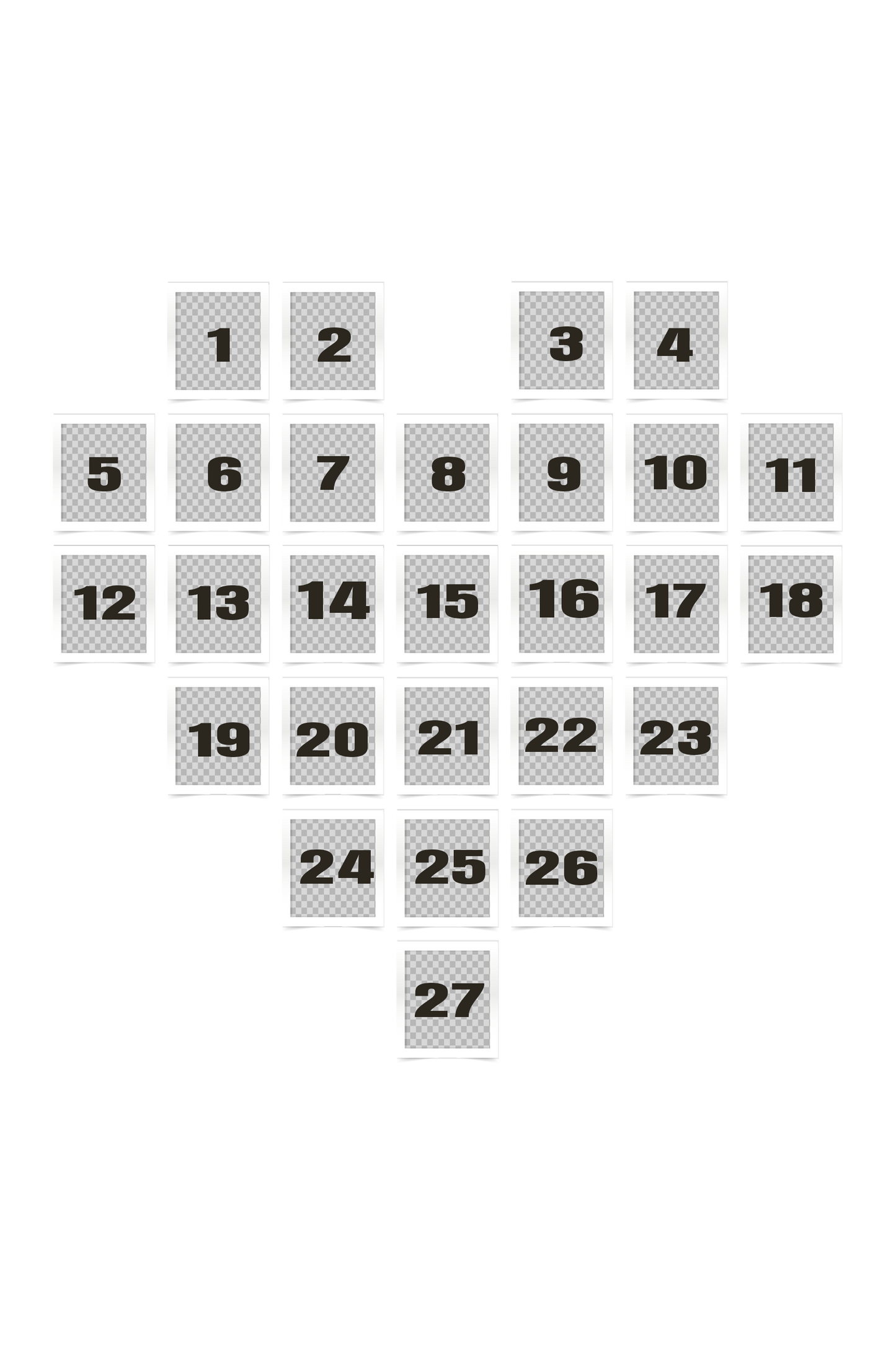 24″X36″ Collage Canvas 27 Photos Shape Heart