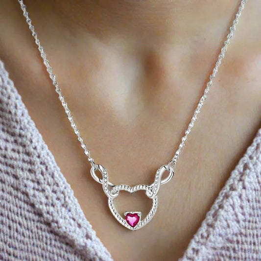 Heartfelt Sterling Silver Pendant Necklace With Pink Gemstone