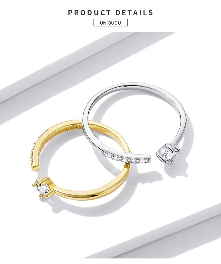925 Sterling Silver Adjustable CZ Band Ring
