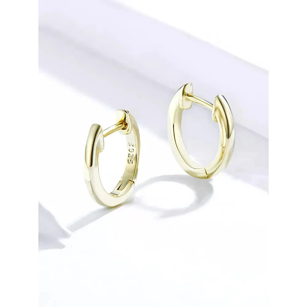 Genuine Sterling Silver Hoop Earrings - Elegant Rose Gold Color - Women's Fashion jewelry SCE808
