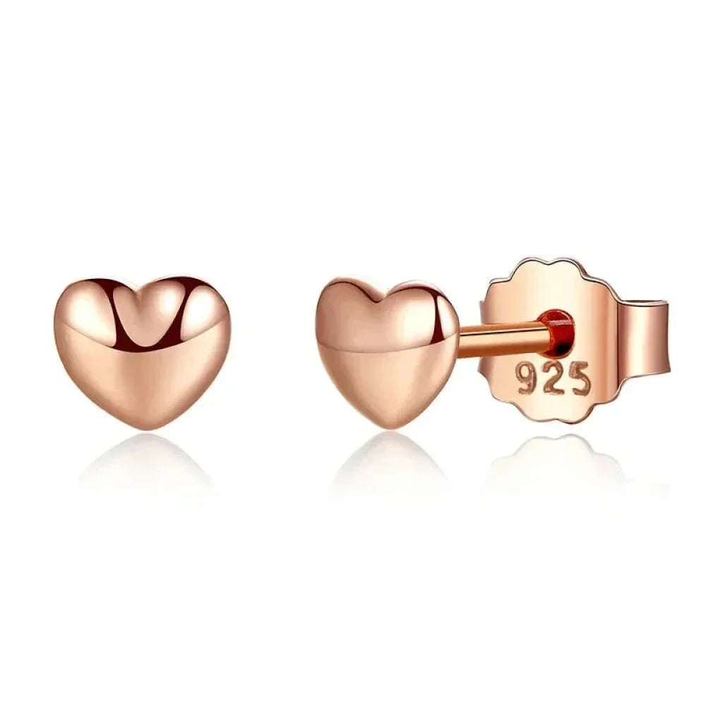 925 Sterling Silver Petite Plain Hearts Stud Earrings | Minimalist Fine jewelry