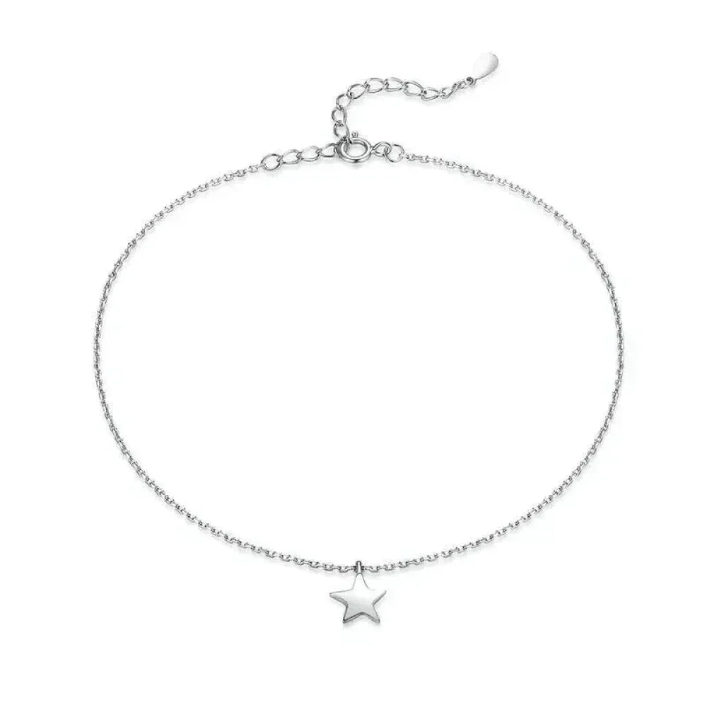 Simple Essential Bead Link Anklets - 925 Sterling Silver Bracelet For Foot Jewelry