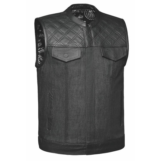 Open Road Men's Denim & Leather Club Vest