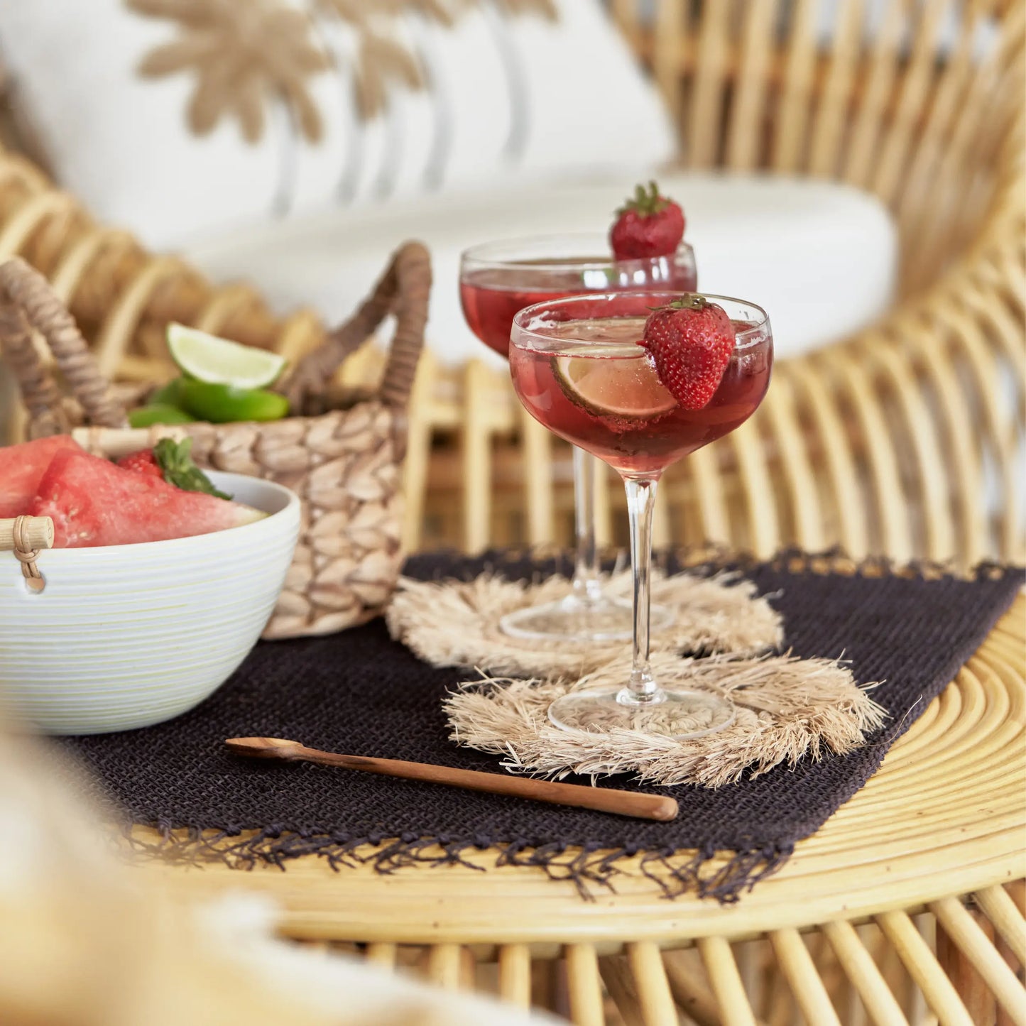 Le Sous-Verre Fringe Raffia - Naturel