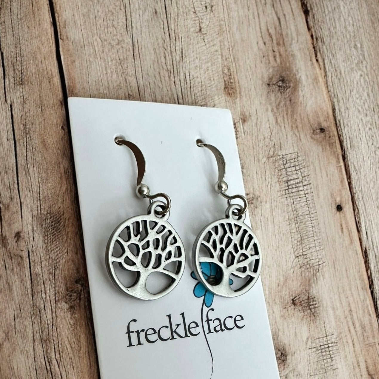Tree Silhouette Dangle Earrings – Matte & Polished Silver Options