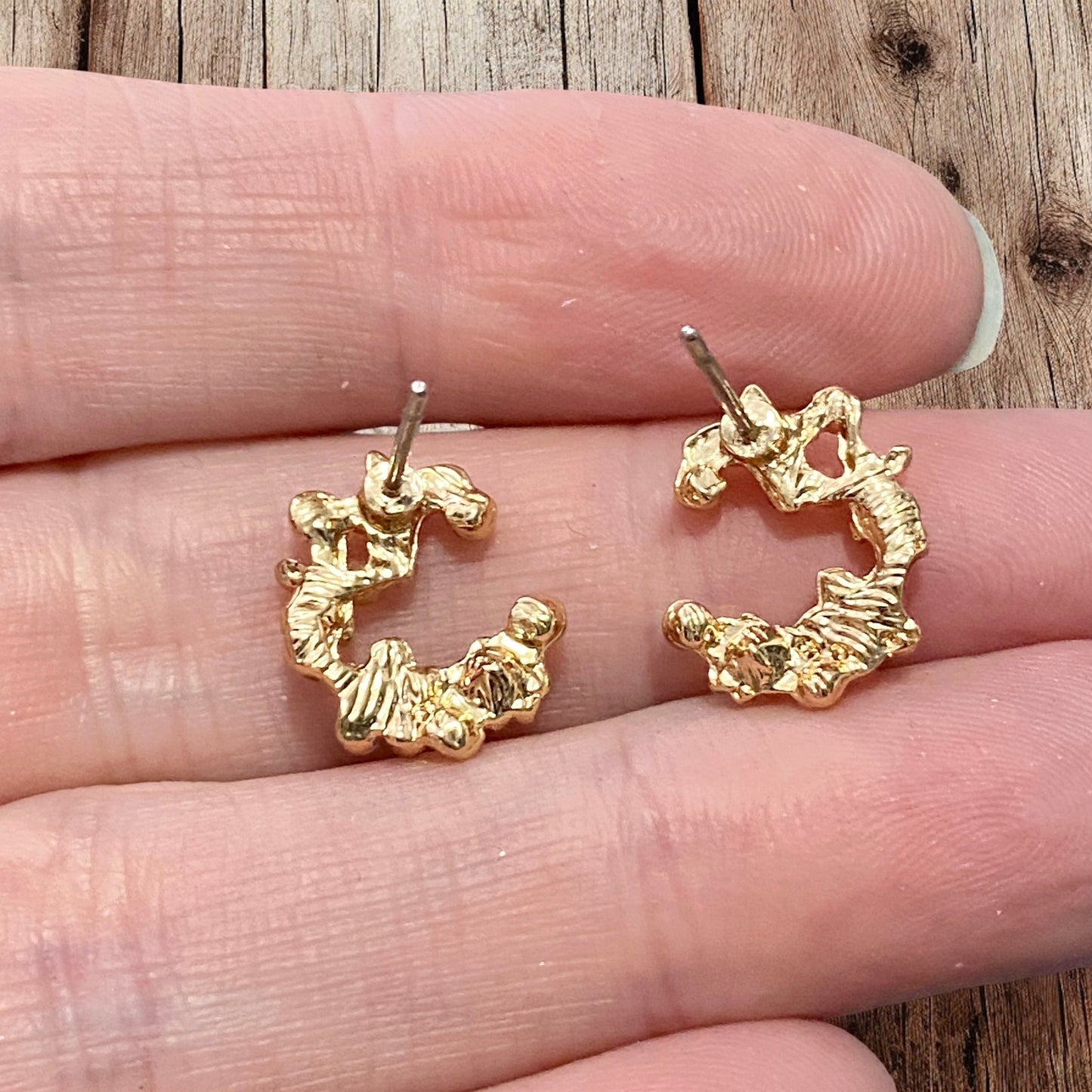 Crescent Bloom Stud Earrings – Floral Halo Design - Sparkle