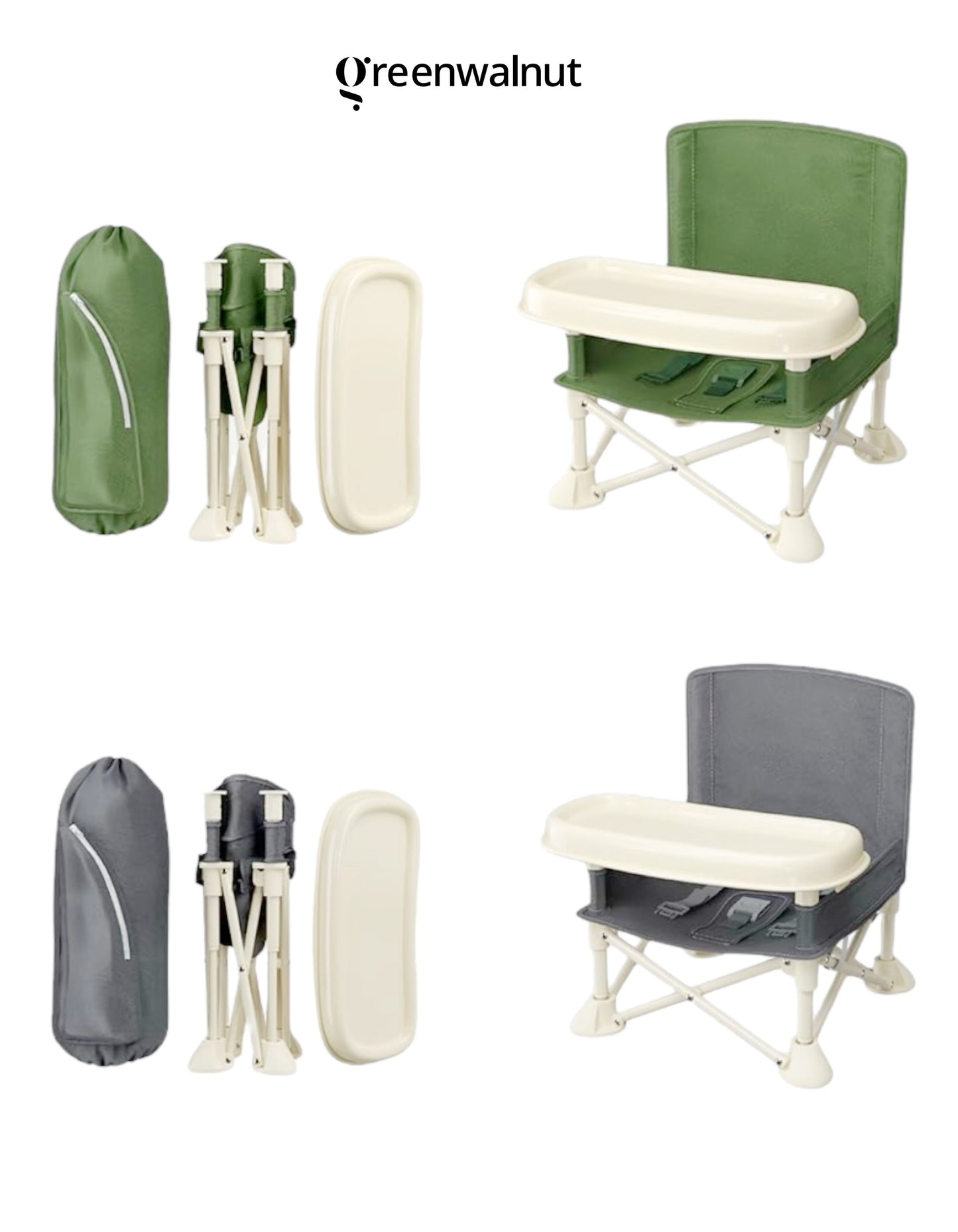 Portable Baby Chair | Camp Chair With Removable Tray (Grey)