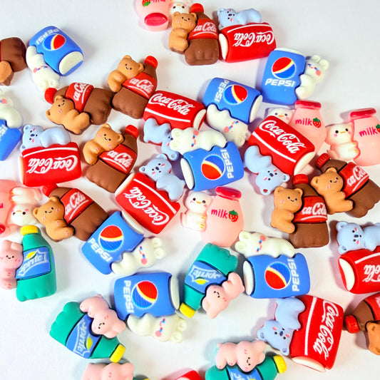 Flat Cute Animal & Soda Charms for DIY Crafts