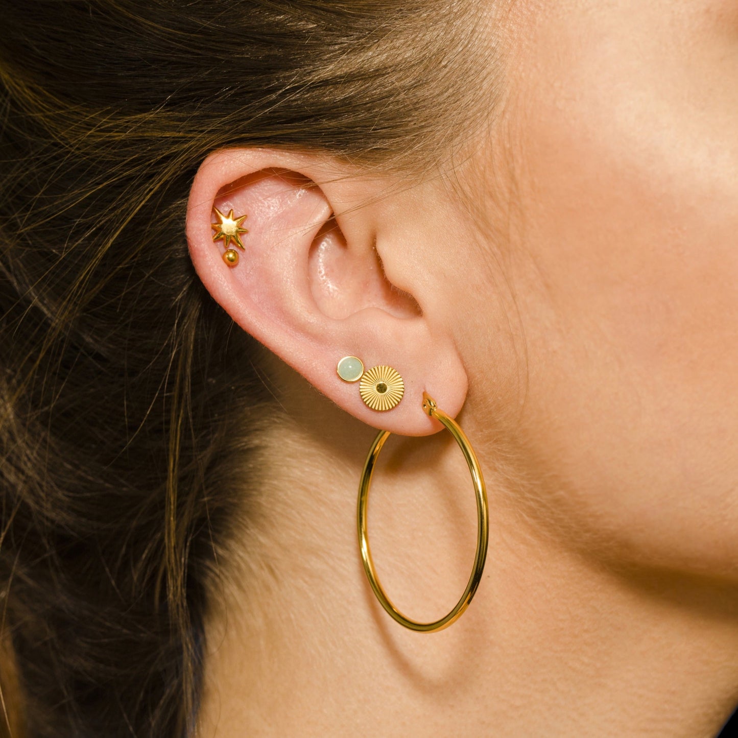 Style BIANCA Gold: Classic Essential Everyday Basic Round Gold Hoops. Available in 7 Sizes - 1cm to 6cm