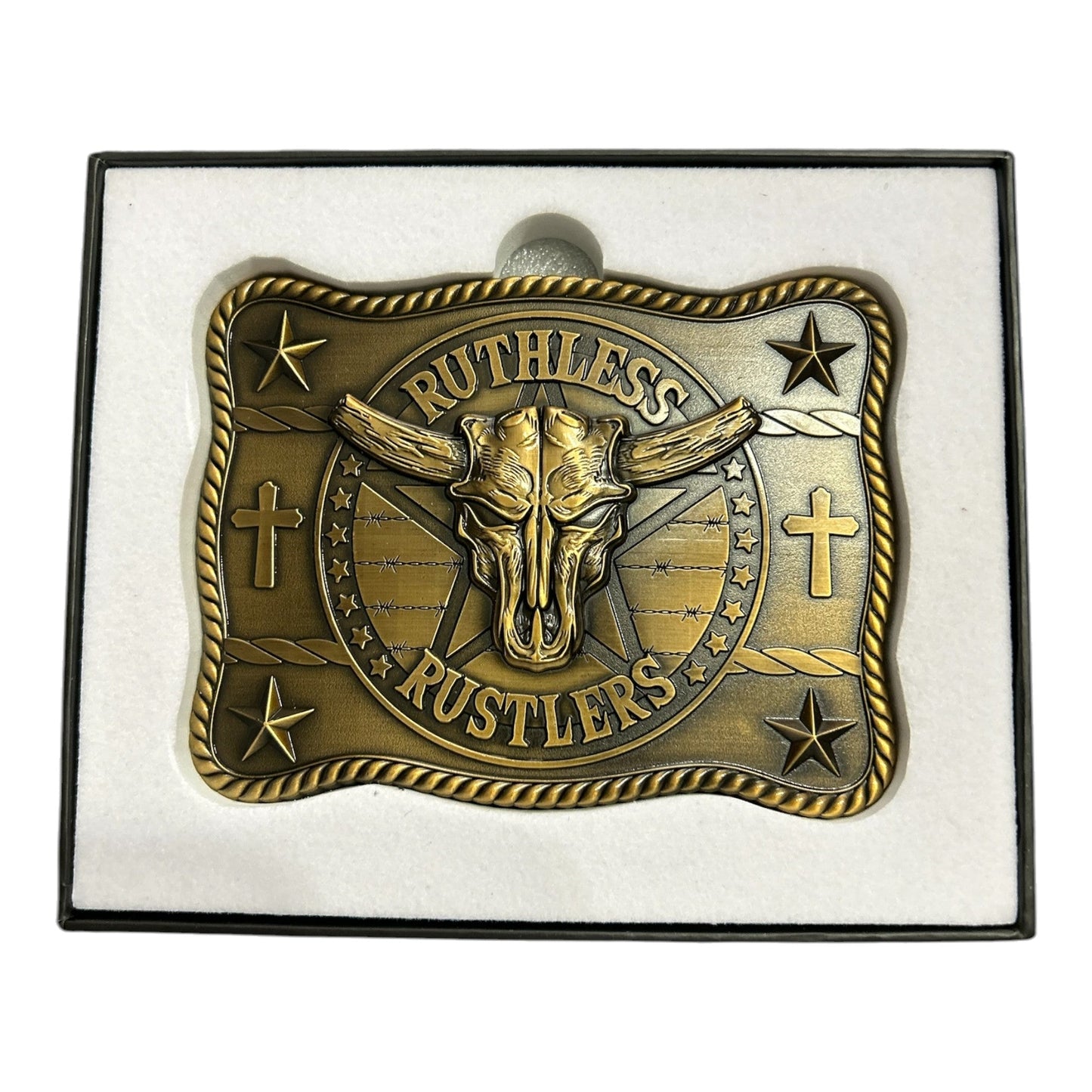 Ruthless Rustlers Marshal Belt Buckle | Antique Gold