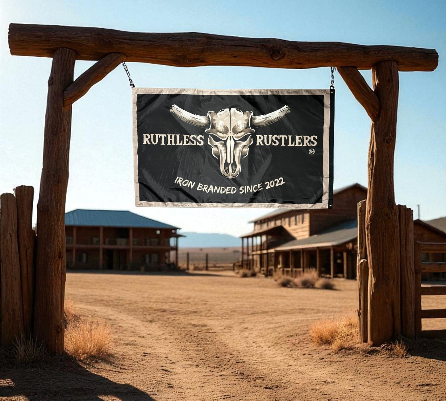 Ruthless Rustlers Iron Branded Flag