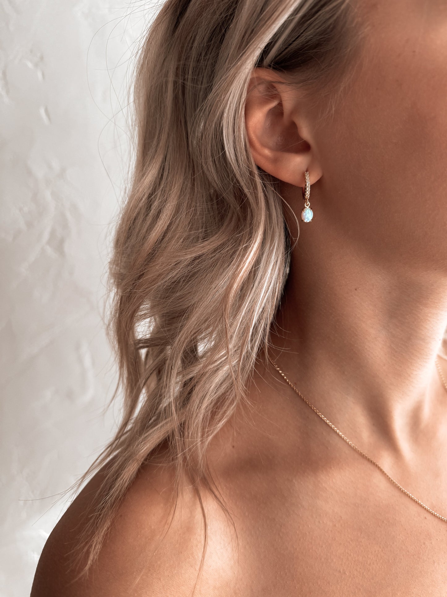 The Adeline CZ Opal Hoop Earrings