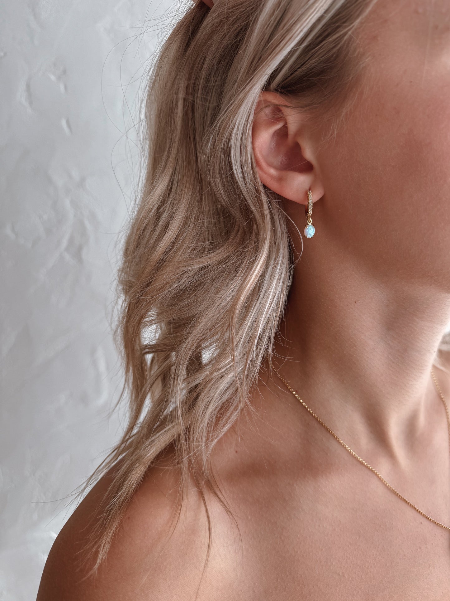 The Adeline CZ Opal Hoop Earrings