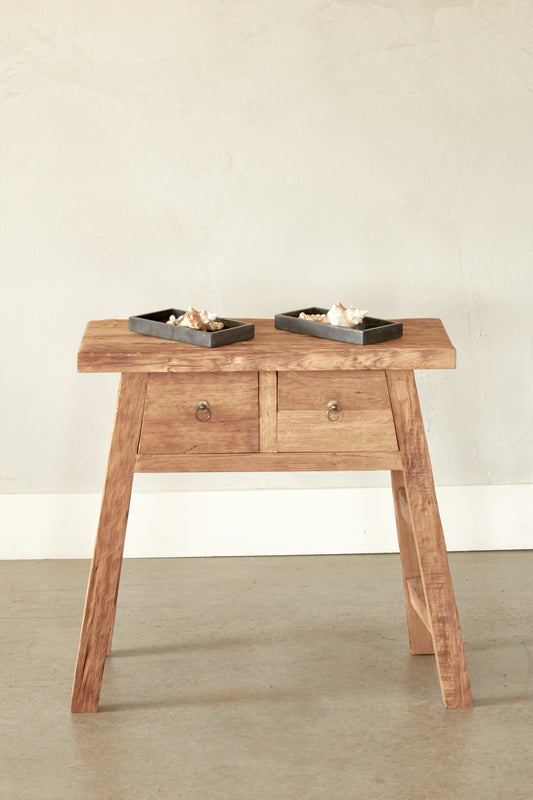 Console A frame en teck recyclé - 2 tiroirs