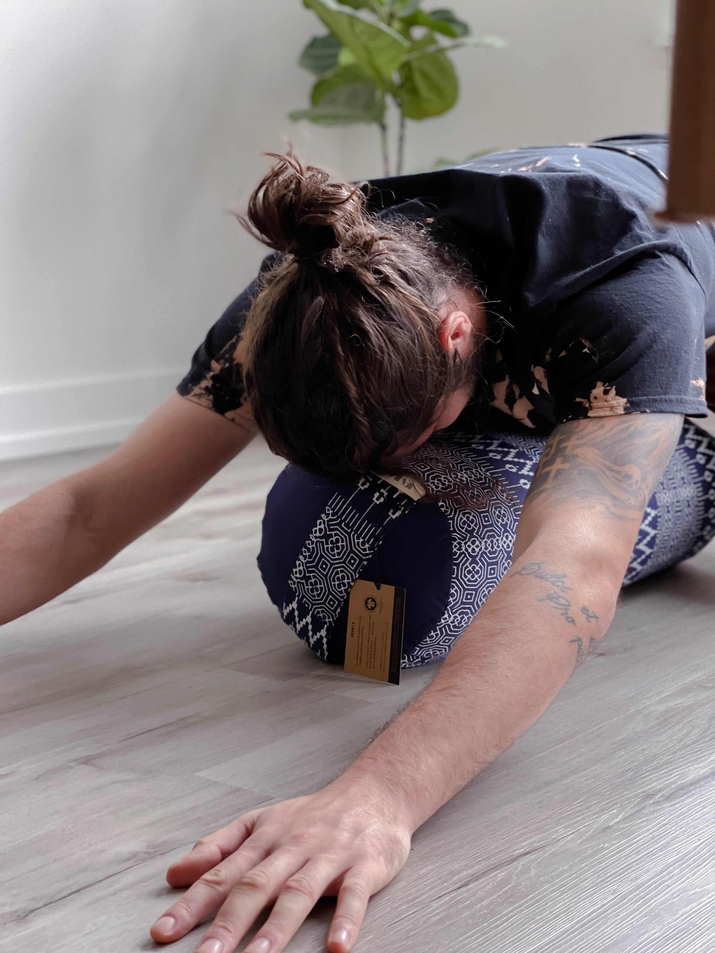 Natural & Organic Yoga Bolster | Navy Print