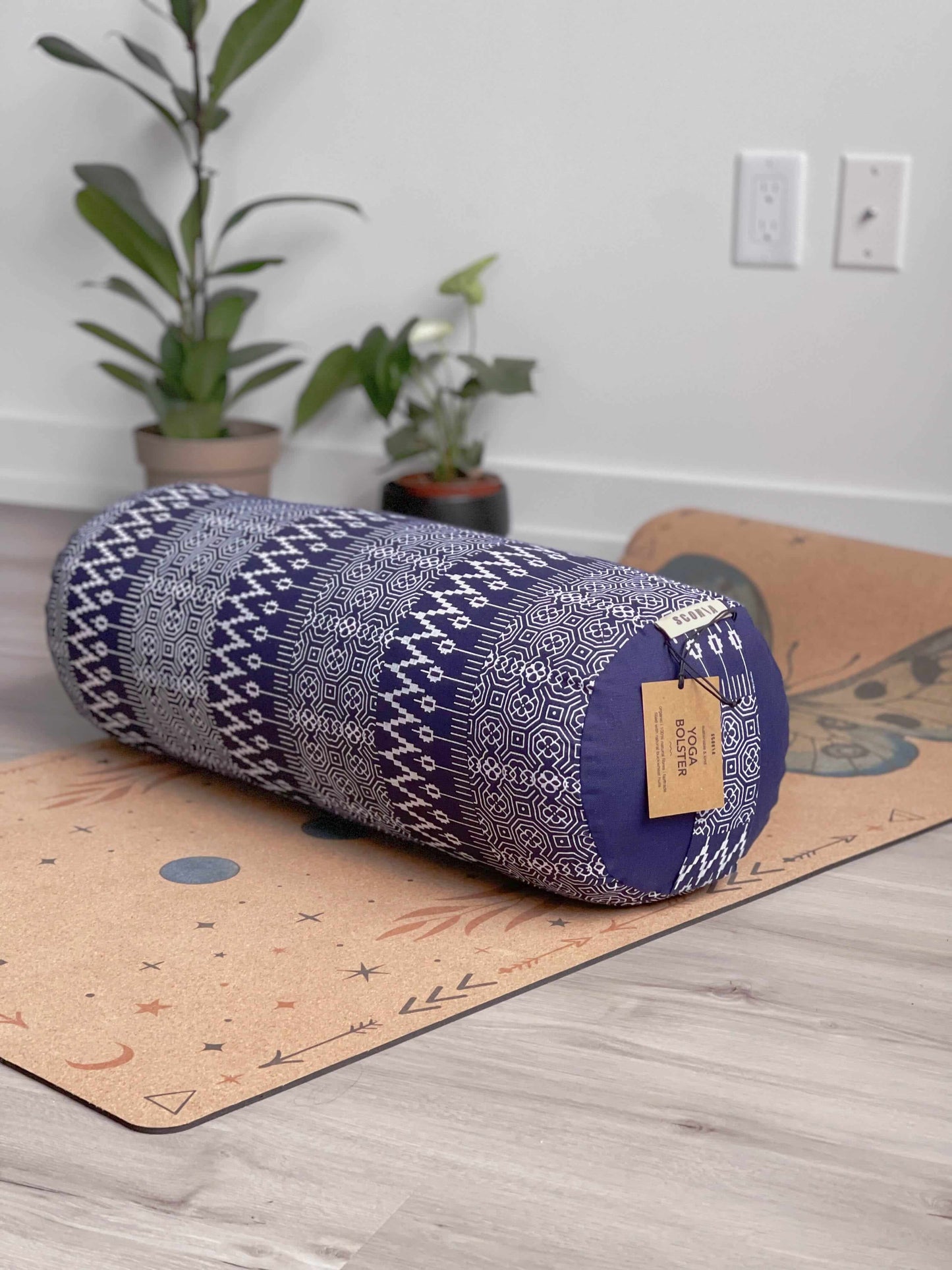Natural & Organic Yoga Bolster | Navy Print