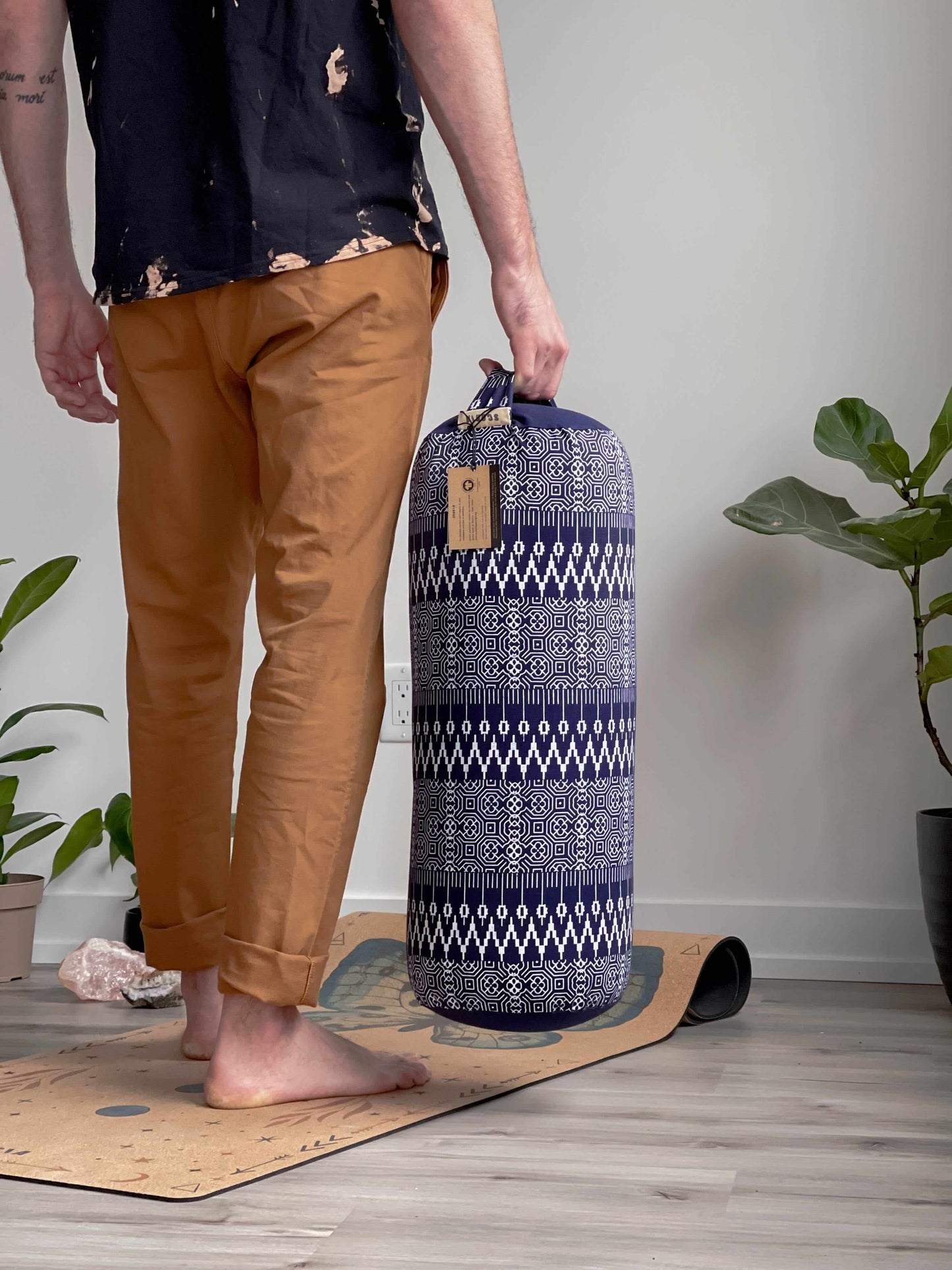 Natural & Organic Yoga Bolster | Navy Print