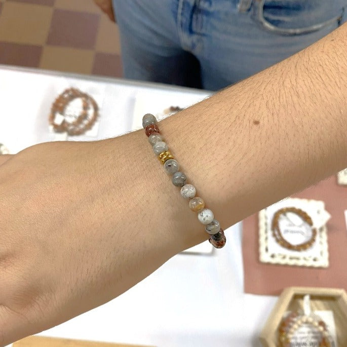 AGATE | Bracelet en pierres d'agate et acier inoxydable