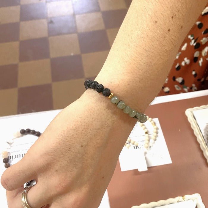 SILLANS | Bracelet en labradorite, lave et acier inoxydable