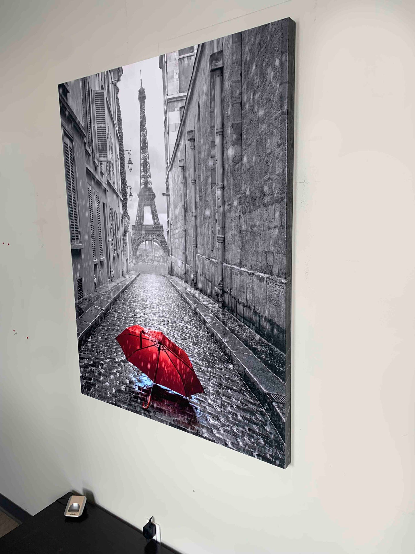 Canvas Wall Art-Red Umbrella Eiffel Tower-Printed Artwork