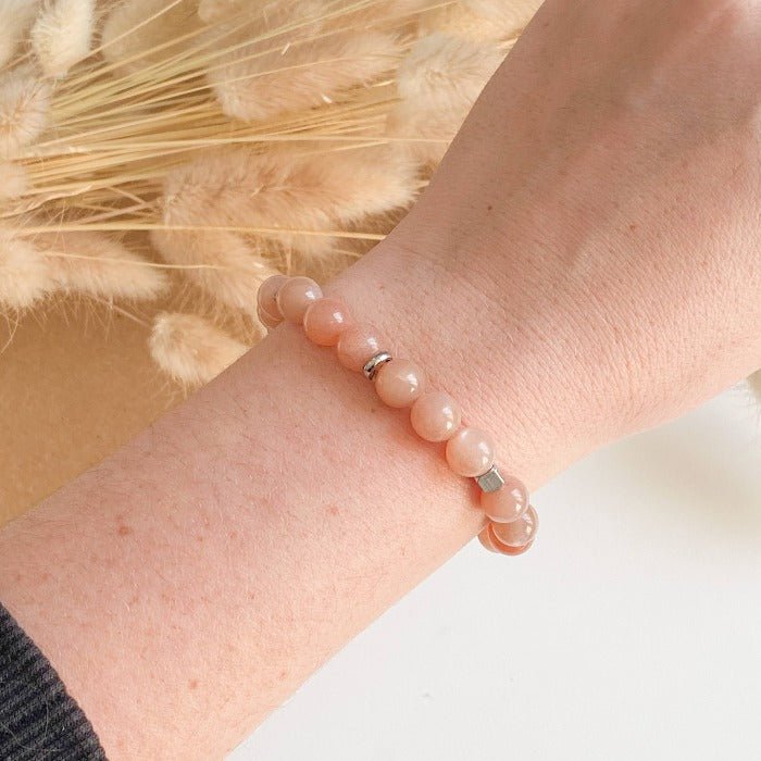 SPARKLES | Bracelet en pierre de soleil et acier inoxydable