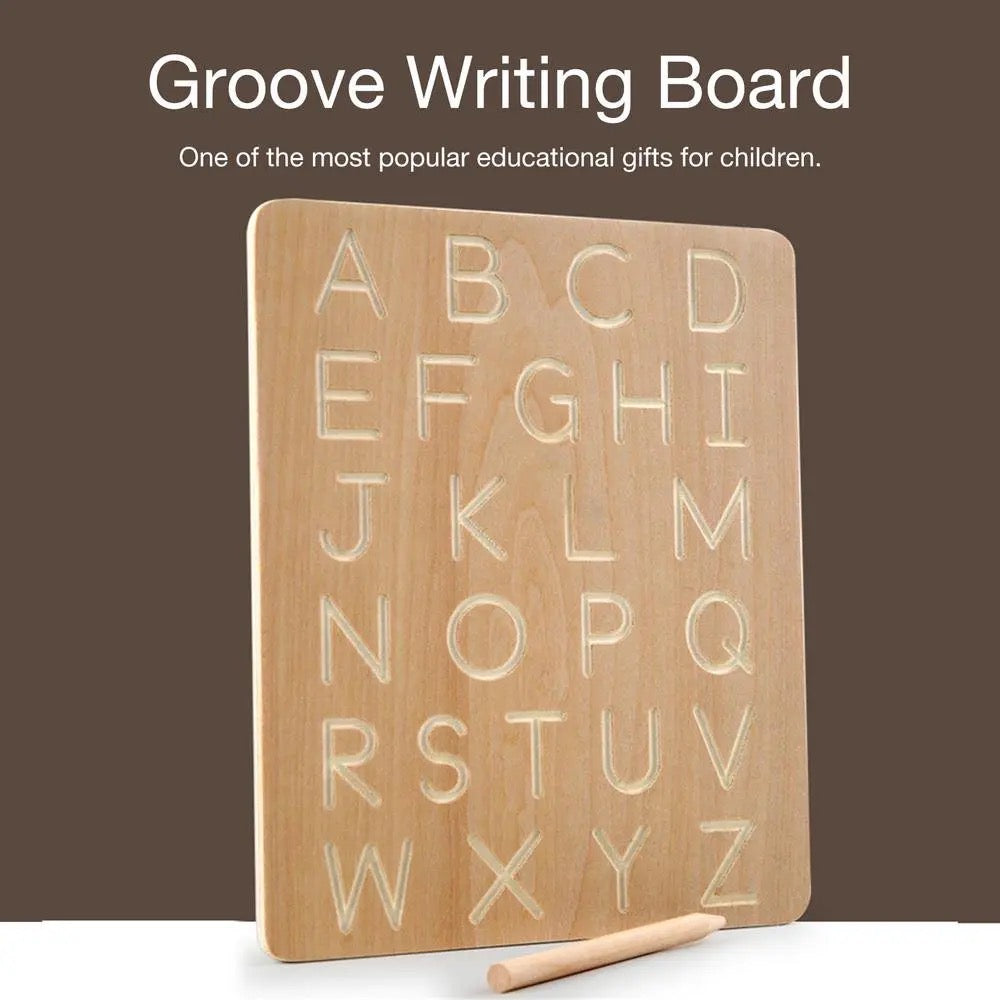 Wooden Alphabet & Number Tracing Board With Wooden Pen