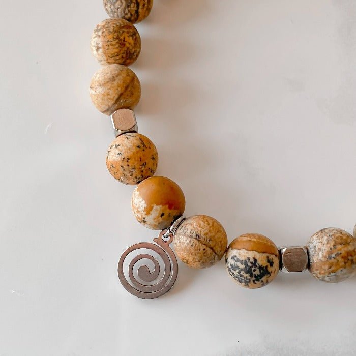 SABLE | Bracelet en jaspe paysage et acier inoxydable