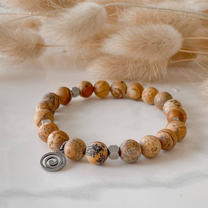 SABLE | Bracelet en jaspe paysage et acier inoxydable