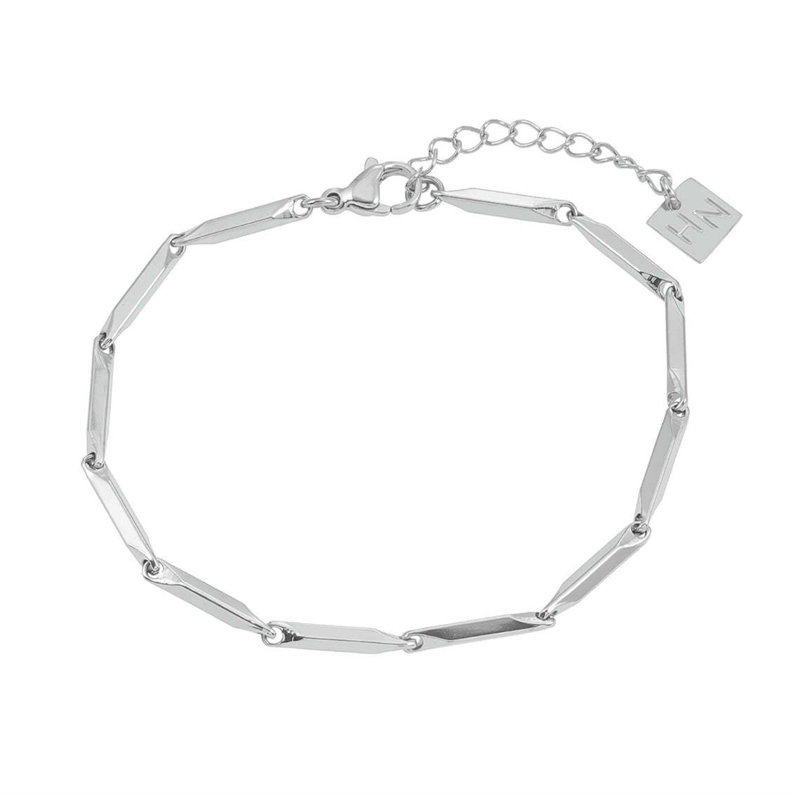 Style ITARSI Silver: Minimalist Geometric Shaped Beaded Chain Bracelet