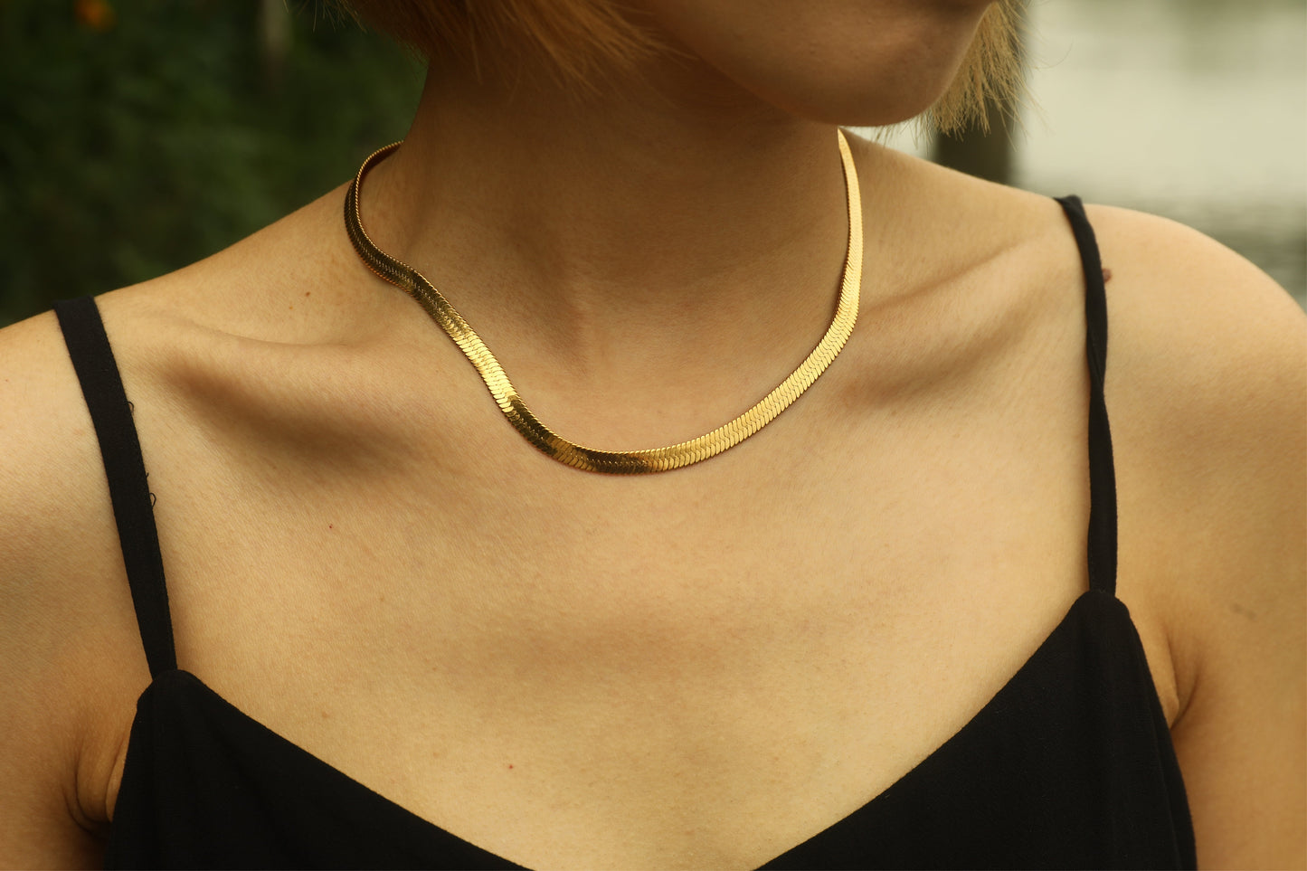 ISABELLA Snake Skin Textured Chain Necklace