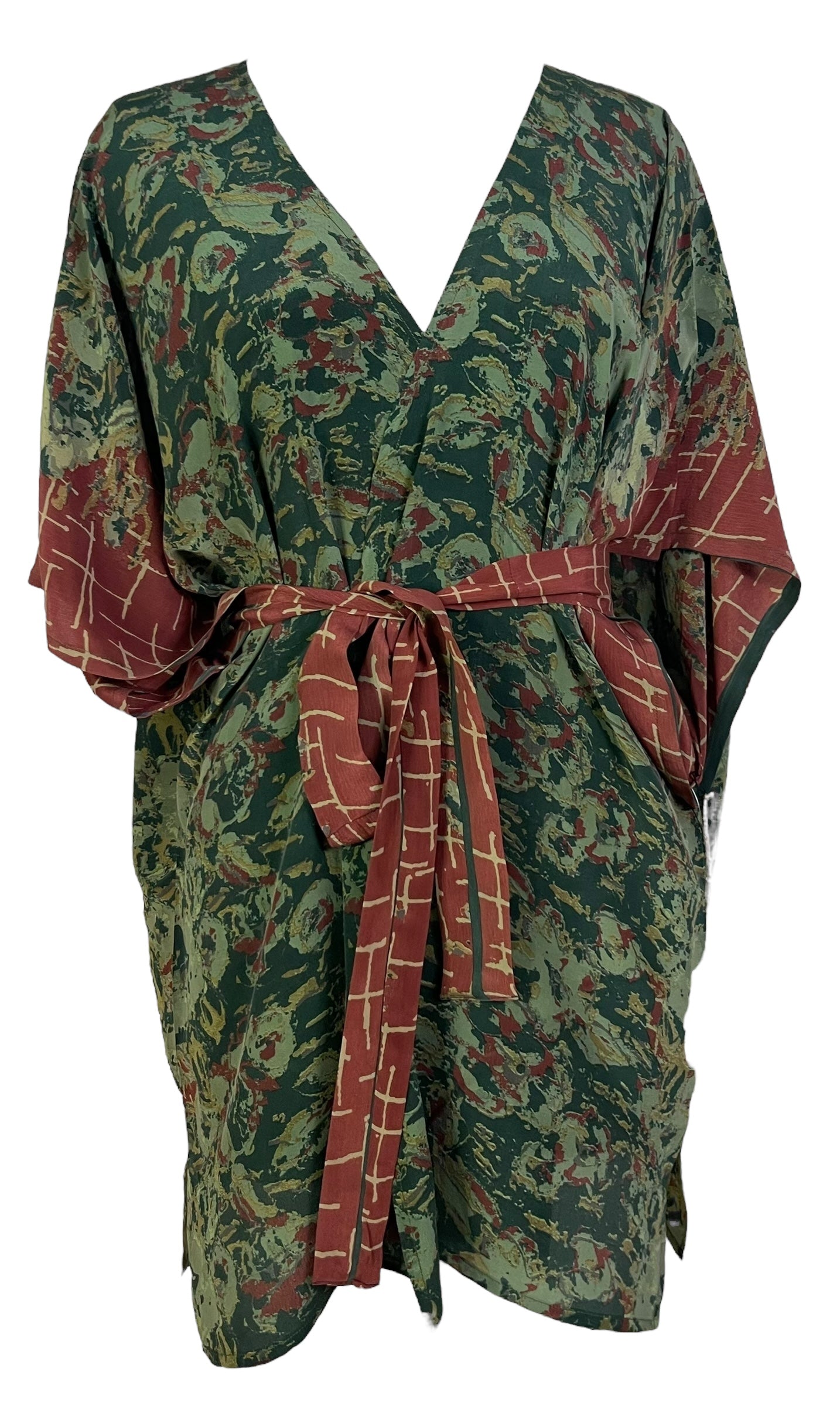 PRC6921 Avatar Pure Silk Kimono-Sleeved Jacket with Belt