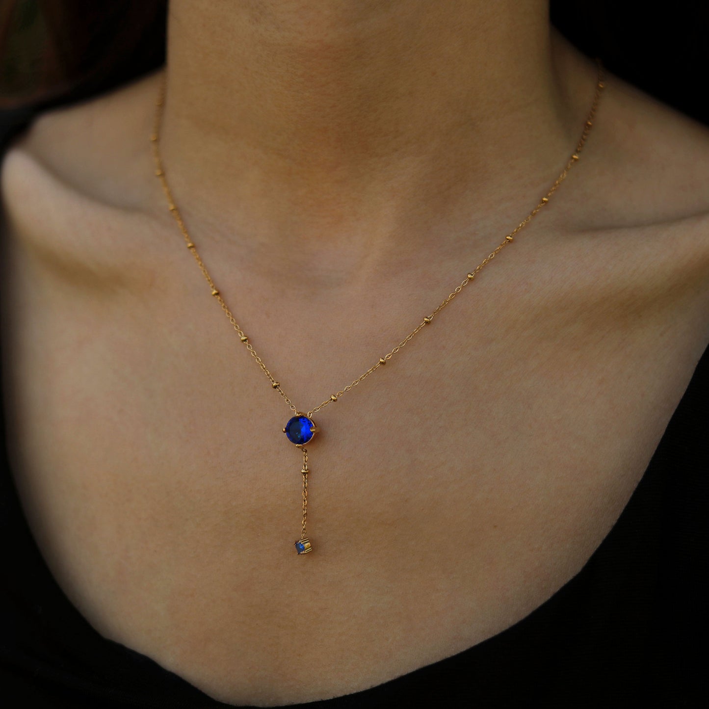 IZZY Crystal Pendant & Charm Gold Necklace