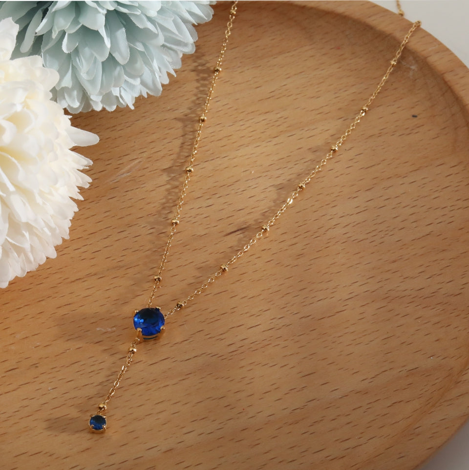 IZZY Crystal Pendant & Charm Gold Necklace