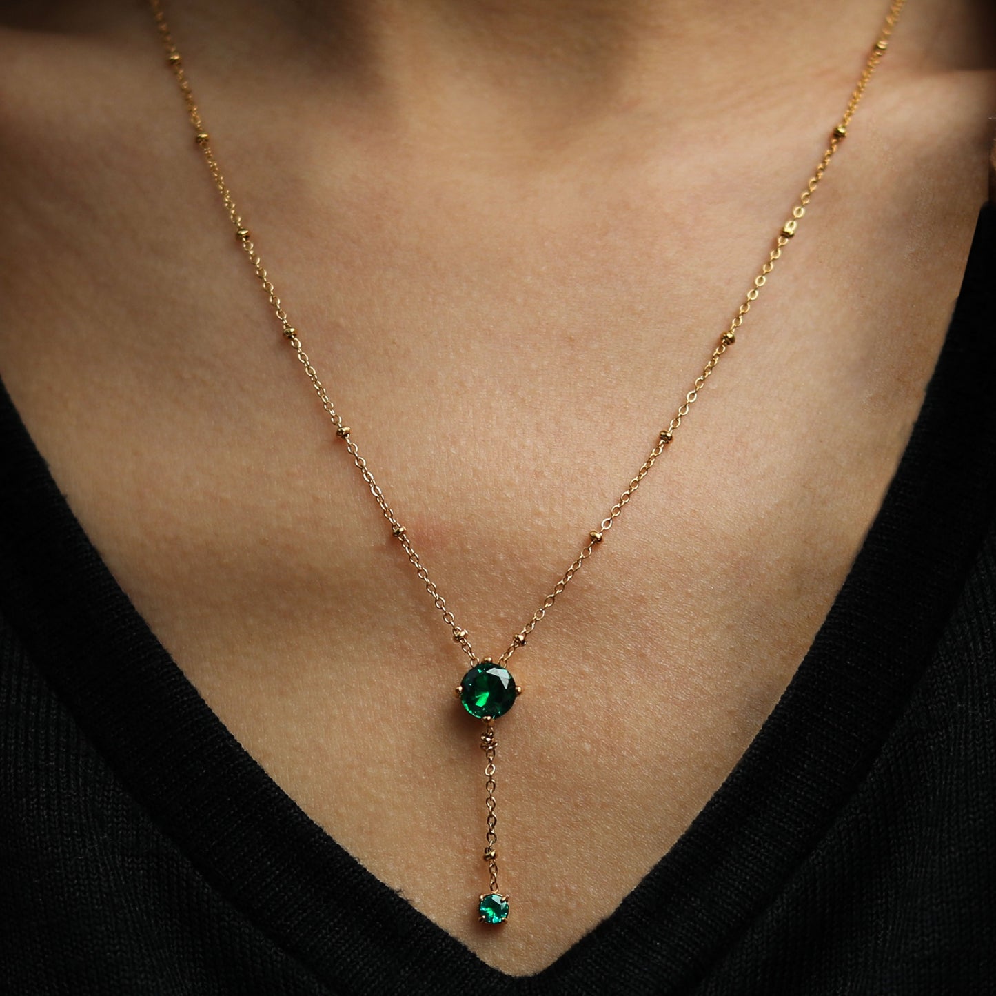 IZZY Crystal Pendant & Charm Gold Necklace