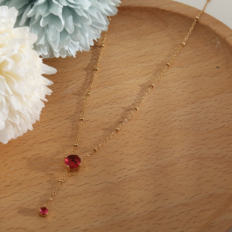 IZZY Crystal Pendant & Charm Gold Necklace