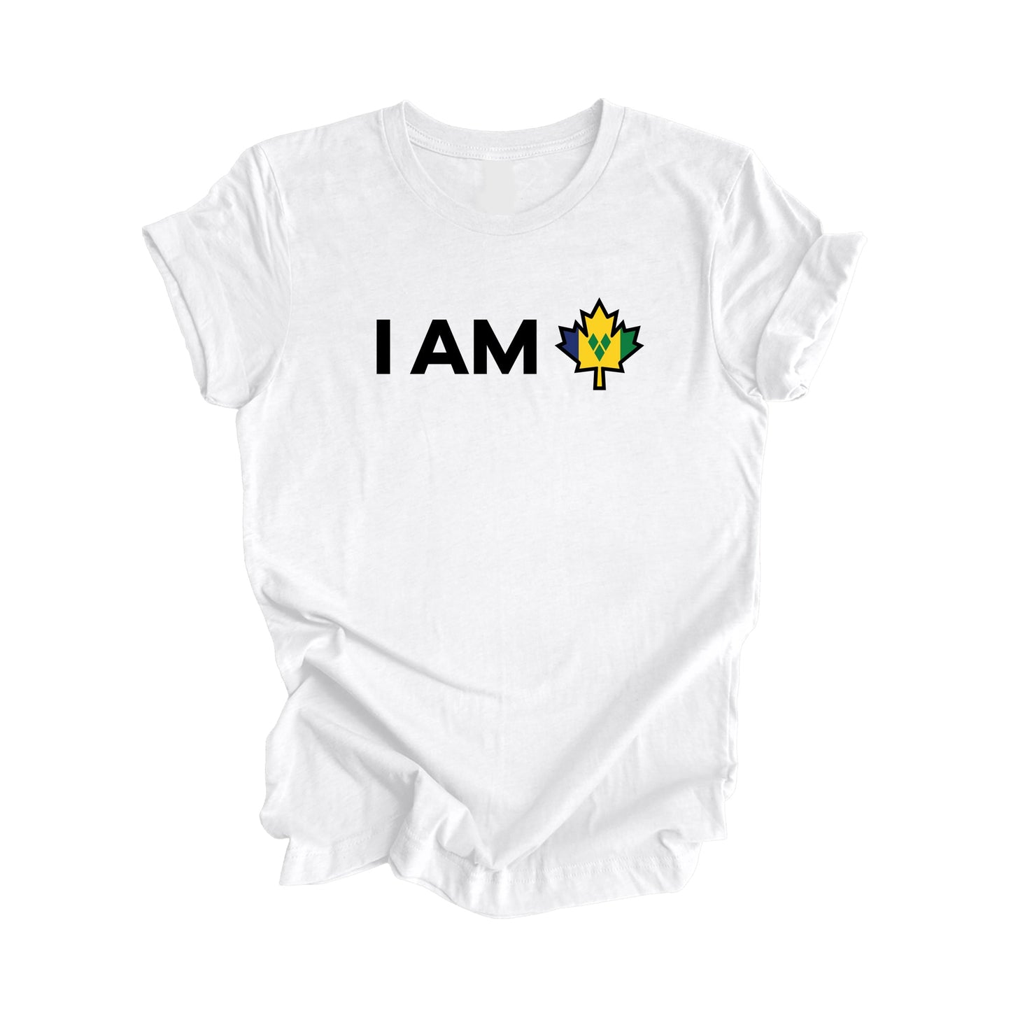 I Am Canada - Canadian Maple Leaf with Saint Vincent and the Grenadines Flag - Unisex Jersey Short Sleeve Tee