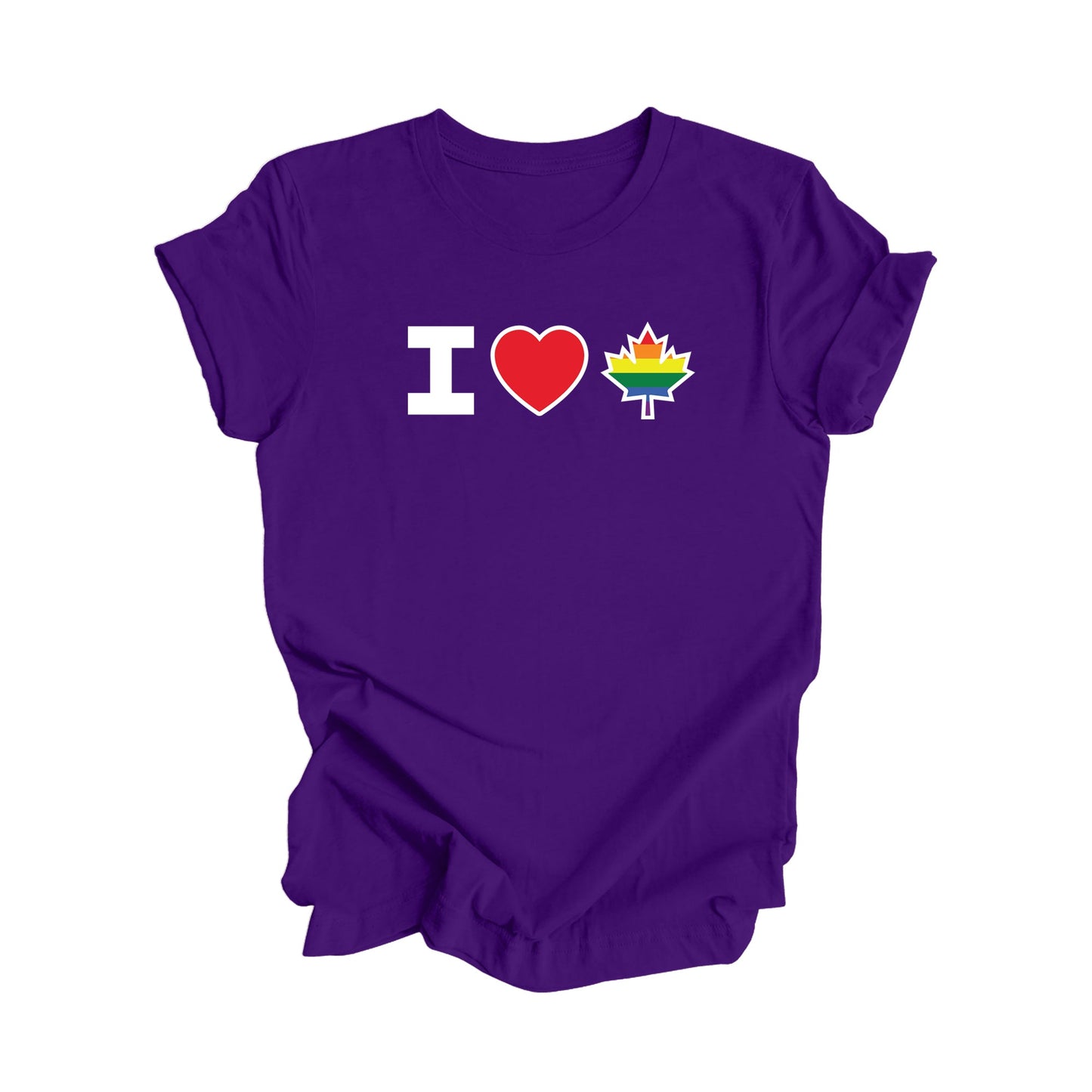 I Love Canada - Canadian Maple Leaf with LGBTQ Flag, Canadian Gift T-Shirt, LGBTQ Present, National Flag Tee Shirt - Inspired X
