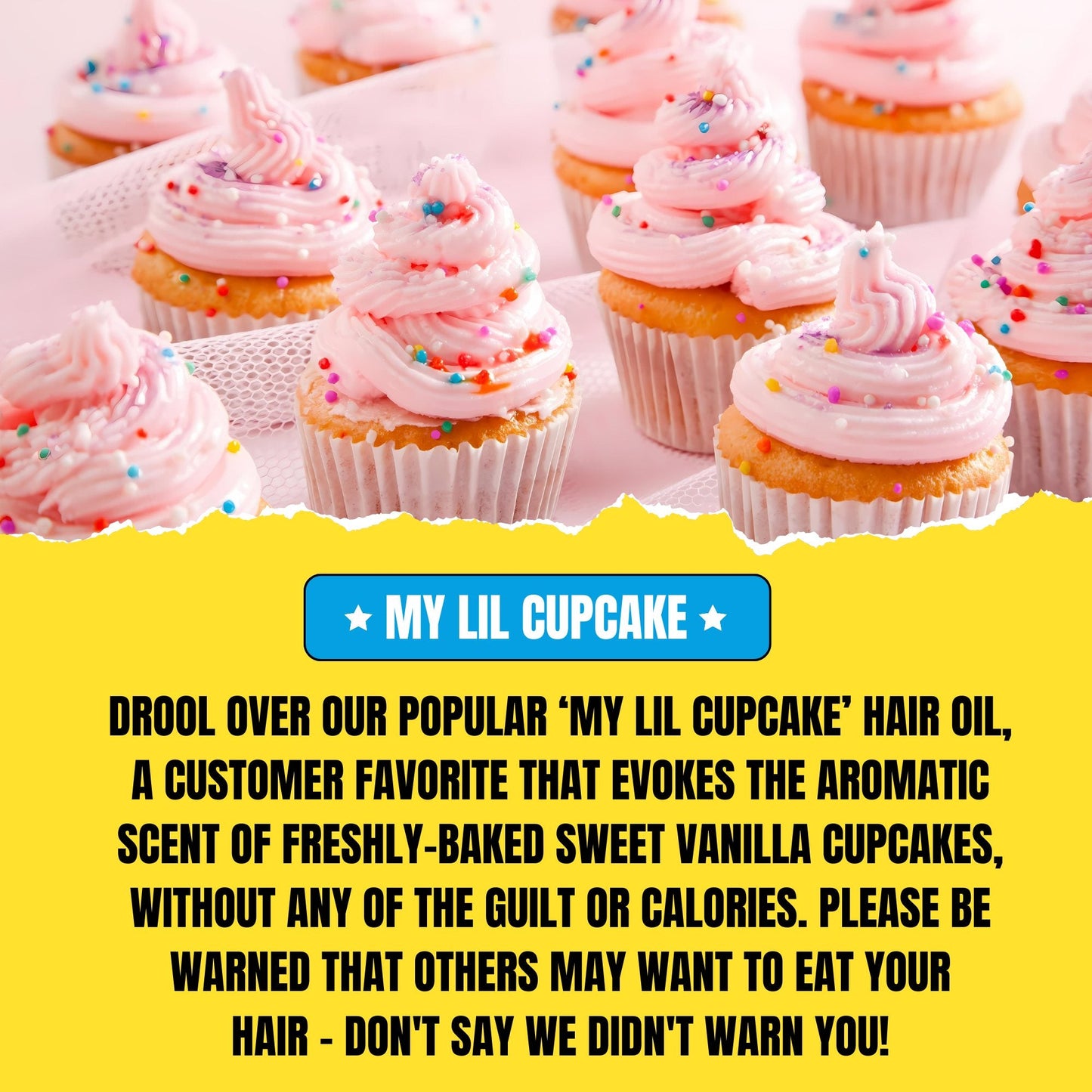 My Lil Cupcake Hair Oil (30ml) – Moisturizing Vanilla Cupcake Scent | Nourishing & Shine-Enhancing Oil