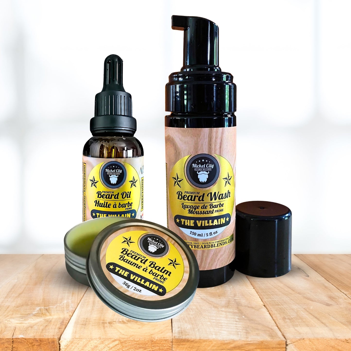 Beard Boss Trinity Bundle – The Villain (3-Piece Beard Care Set: Oil, Balm, Shampoo) | Spiced Tobacco, Fresh Leather, Bold Cognac & Bourbon with Creamy Vanilla Undertone