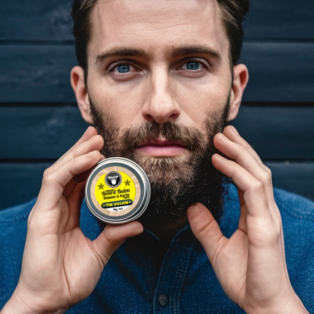 The Villain Beard Balm (56g) – Spiced Tobacco, Fresh Leather, Cognac & Bourbon with Creamy Vanilla | Strong Hold & Conditioning Balm