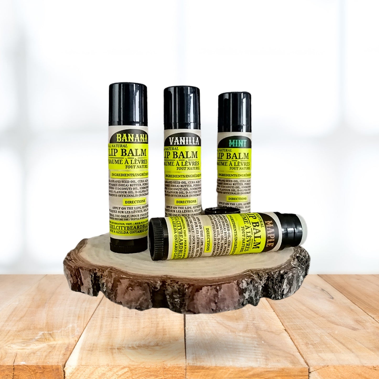 Soothing & Nourishing Lip Balm (4.5g) – Banana, Vanilla, Mint & Maple Flavors | Natural Hydrating Lip Care