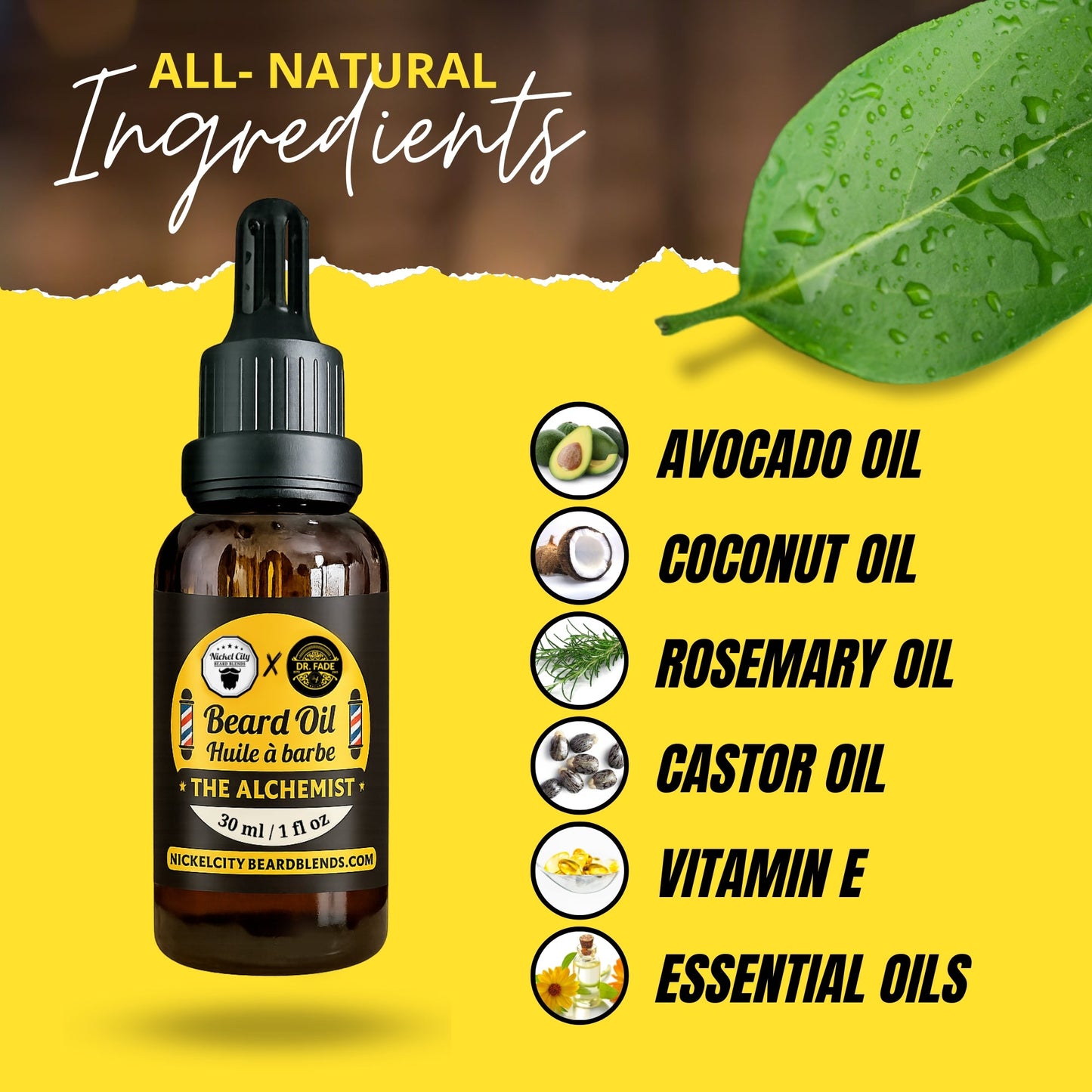 The Alchemist Beard Oil (30ml) – Bay Rum, Sandalwood & Patchouli | Classic Barbershop Scent | Premium Conditioning Beard Oil | Toronto's Celebrity Barber Dr. Fade Collaboration